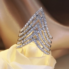 Korean fashion full of diamond creative crown alloy ring