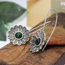 fashion ancient silver lotus emerald retro flower ear jewelrypicture9