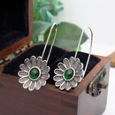 fashion ancient silver lotus emerald retro flower ear jewelrypicture10