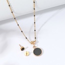 Fashion Stainless Steel 18K Gold Plated Black Enamel Round Necklace Earrings Setpicture6