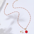 Simple Stainless Steel 18K Gold Plated Red Enamel Round Necklace Earrings Setpicture7