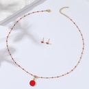 Simple Stainless Steel 18K Gold Plated Red Enamel Round Necklace Earrings Setpicture8