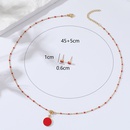 Simple Stainless Steel 18K Gold Plated Red Enamel Round Necklace Earrings Setpicture9