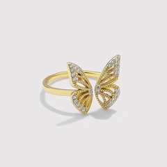 Einfacher s925 Sterling Silber hohler Schmetterling verstellbarer offener Ring weiblich