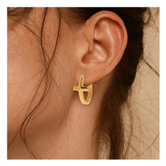 fashion retro golden cross alloy geometric earrings 