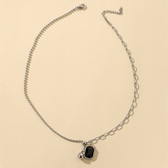 Simple rhinestone square brand ball pendant splicing chain alloy necklace