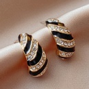 retro inlaid rhinestone stripe geometric Cshaped fashion alloy earrings wholesalepicture7