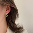 retro inlaid rhinestone stripe geometric Cshaped fashion alloy earrings wholesalepicture9