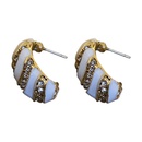 retro inlaid rhinestone stripe geometric Cshaped fashion alloy earrings wholesalepicture11