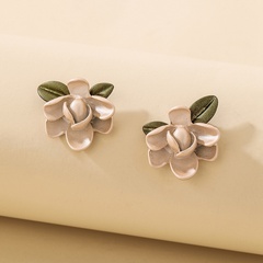boucles d'oreilles douces de mode de feuille de fleur acrylique simple en gros