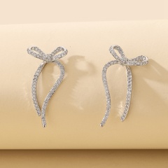 sweet rhinestone bow female fashion alloy earrings wholesale