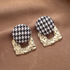 simple houndstooth geometric metal fashionalloy earrings female