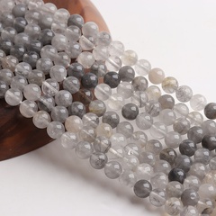 Naturkristall lose transparente gestreifte runde Perlen halbfertiges Schmuckzubehör
