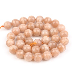 natürlicher orangefarbener Mondstein, runde, lose Perlen, halbhandgefertigter Schmuck
