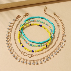 Perles de style ethnique coréen strass gland pendentif cheville ensemble