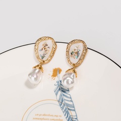 jewelry wholesale creative color shells pearls handmade irregular alloy earrings