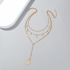fashion star tassel moon pendant multi-layer copper clavicle chain wholesale