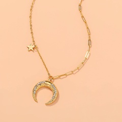 Korean simple diamond moon pendent ladies necklace collarbone chain