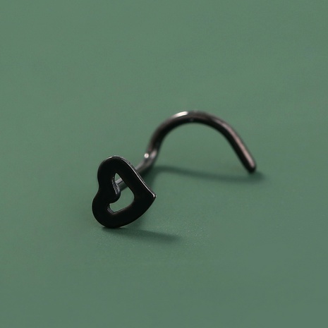 fashion medical steel puncture peach heart-shaped black nose ring's discount tags