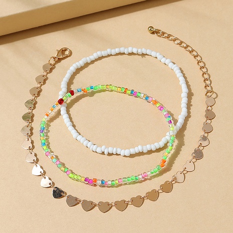 ethnic style creative retro peach heart beads anklet set's discount tags