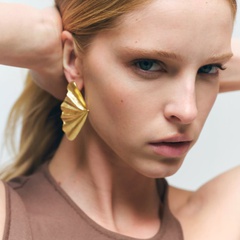 Fashion geometric pleated metal female alloy earrings jewelry
