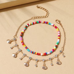 ensemble de bracelet de cheville pendentif en coquille de perles de strass en alliage rétro