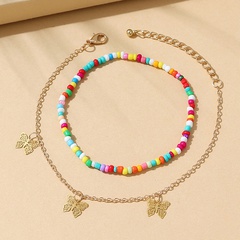 Korean ethnic style butterfly beads copper anklet set