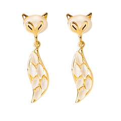 Fashion Fox Opal Stud Earrings Simple Women's Copper Jewelry 