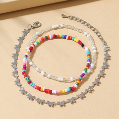 Korean geometric butterfly alloy beads anklet set