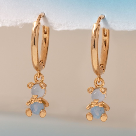 Fashion bear sweet copper zirconium female copper earring new jewelry's discount tags