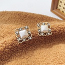 New geometric retro simple old square pearl alloy earrings womenpicture1