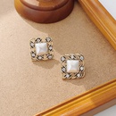 New geometric retro simple old square pearl alloy earrings womenpicture4