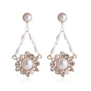 new retro hollow geometric Baroque pearl alloy long earringspicture7