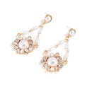 new retro hollow geometric Baroque pearl alloy long earringspicture8