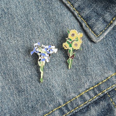 fashion Van Gogh's sunflower alloy drip oil brooch badge
