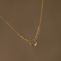 Simple fashion chain ring titanium steel plated 18K gold necklace