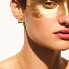 fashion simple geometric gold plated earrings alloy stud earrings 