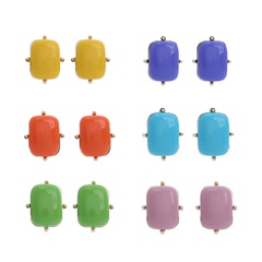 New candy-colored female geometric square simple alloy earrings