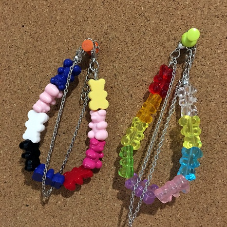 fashion candy color cute bear bracelet resin bracelet's discount tags