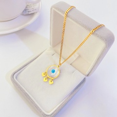 new titanium steel necklace plated 18k gold devil's eye blue eye heart clavicle chain
