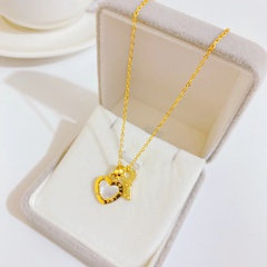 fashion new titanium steel necklace plated 18k gold heart-shaped diamond necklace 