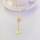 fashion new titanium steel necklace plated 18k gold flower diamond zircon clavicle chainpicture8