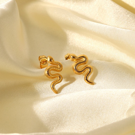 fashion 18K gold electroplated stainless steel snake-shaped earrings's discount tags