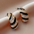 retro inlaid rhinestone stripe geometric Cshaped fashion alloy earrings wholesalepicture14