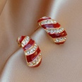 retro inlaid rhinestone stripe geometric Cshaped fashion alloy earrings wholesalepicture13