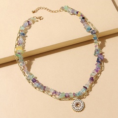 retro creative natural stone pearl multi-layer necklace set