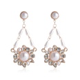 new retro hollow geometric Baroque pearl alloy long earringspicture11