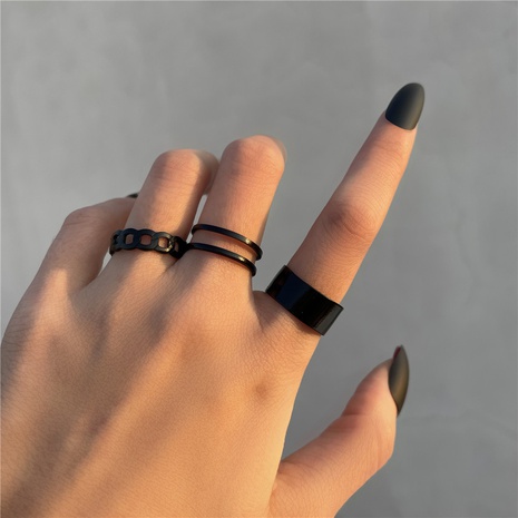 fashion hip-hop C-shaped open alloy ring set 3-piece's discount tags