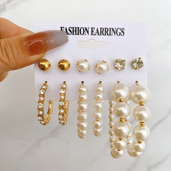 retro pearl earrings set 6 pairs of diamond earrings female wholesale