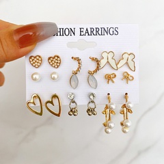 boucles d'oreilles de mode ensemble 9 paires de boucles d'oreilles coeur creux papillon acrylique créatif
